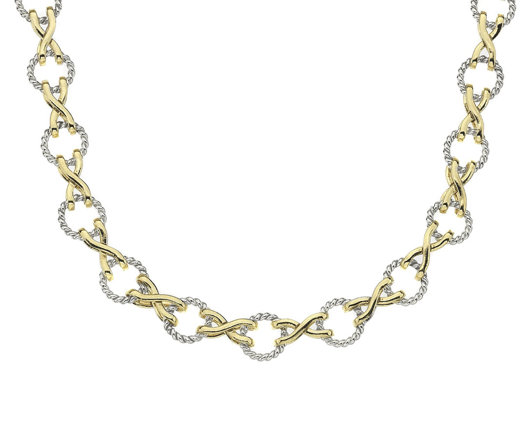 9ct Yellow & White Aphrodite Twist 18"/45cm