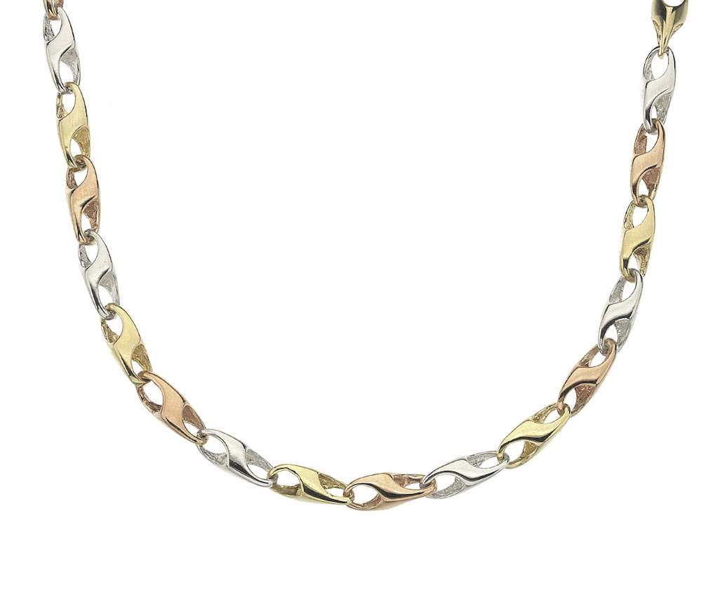 9ct 3 Colour Lobster Claw 2 16"/40cm