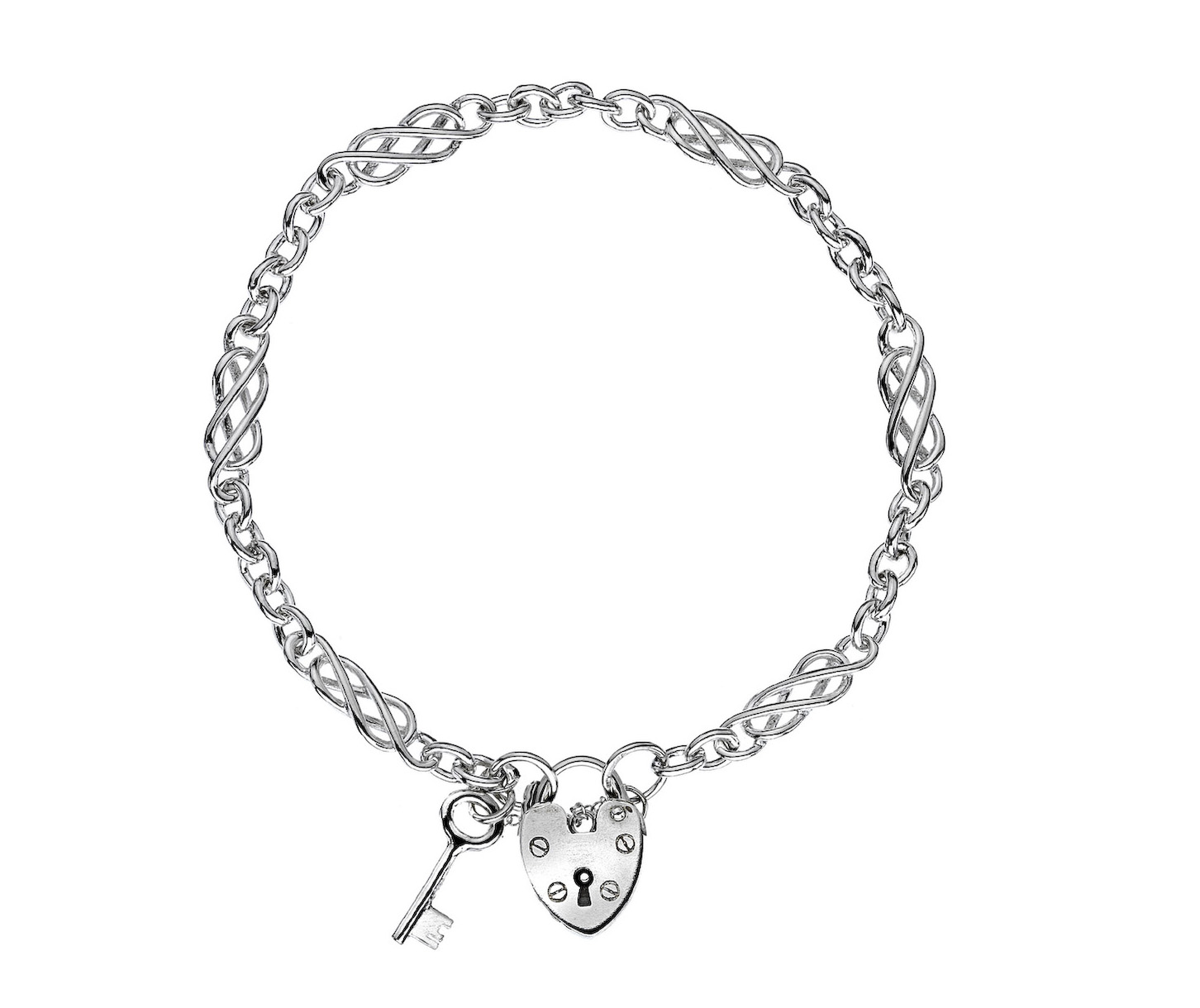 Silver 44/8 Trace with Celtic Knot Charm & Key
