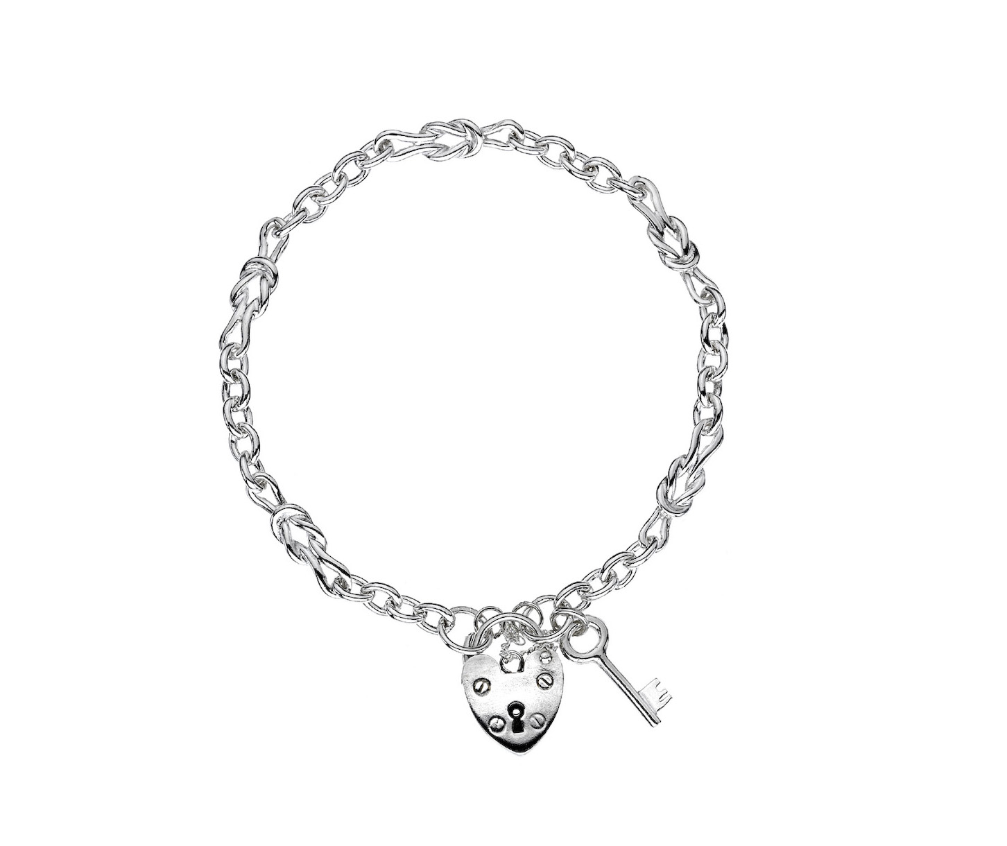 Silver 44/8 Trace with Reef Knot Charm & Key