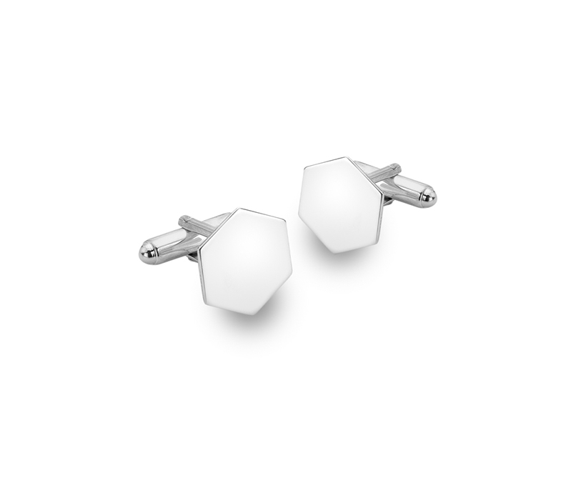 Silver Hexagon Cufflink