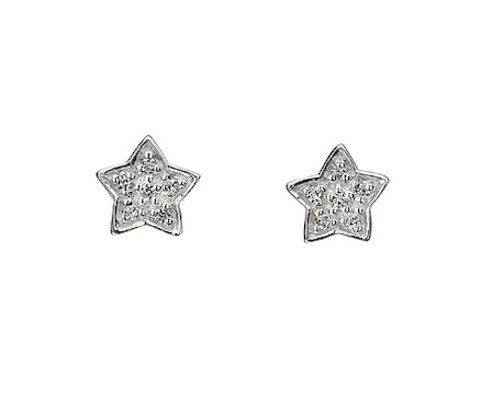 Silver Star CZ Stud Earring Pair 121