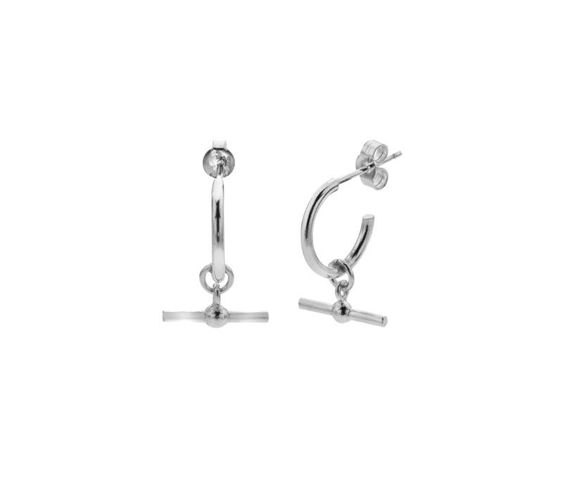 Silver Tiny T-BAR Hoop earrings