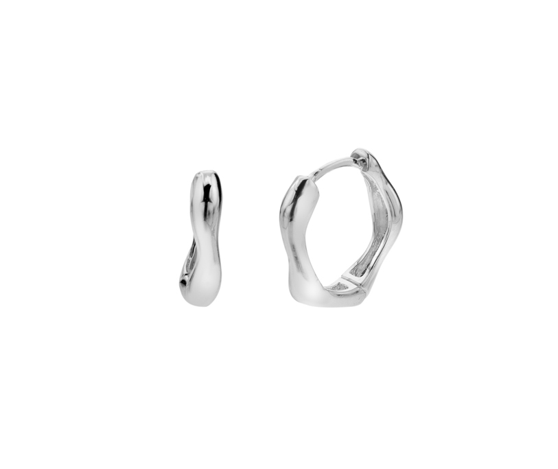 Silver Molten Huggie Hoop Earrings