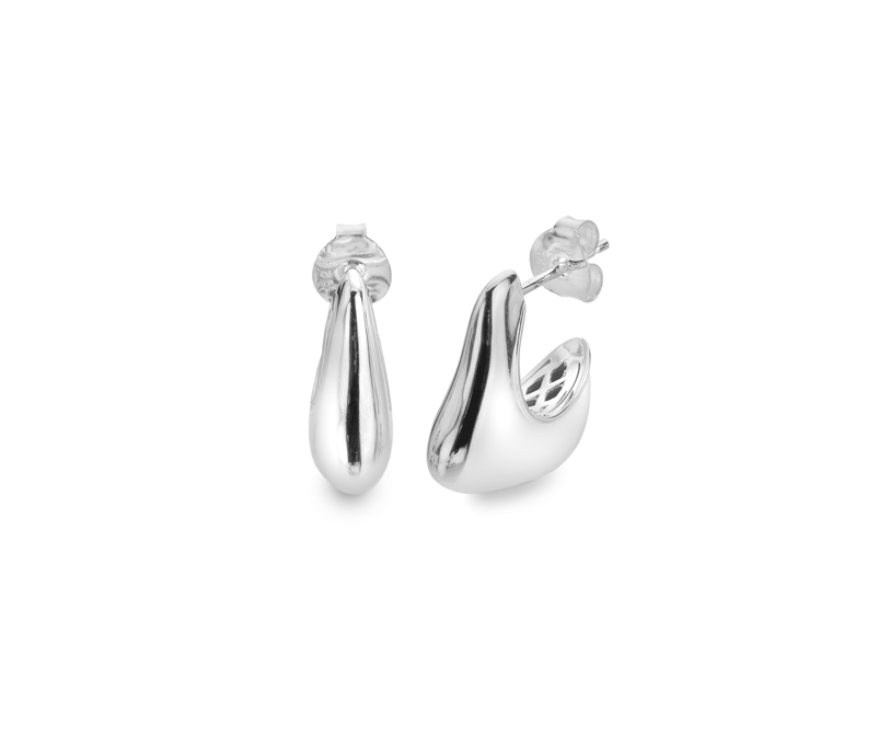 Silver Organic Hoop Earring