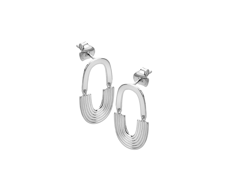 Silver Art Deco Arc Drop Earring