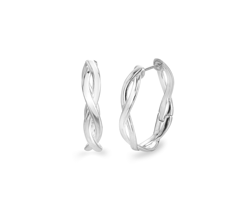 Silver Entwined Hinged Huggie Earring