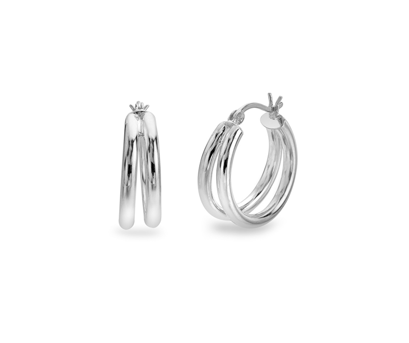 Silver Duo Huggie Earring