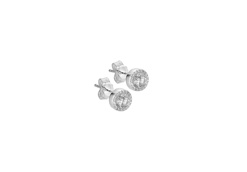 Silver Round Illusion CZ Set Stud Earring