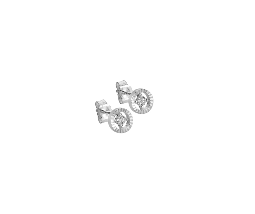 Silver Round Halo CZ Set Stud Earring