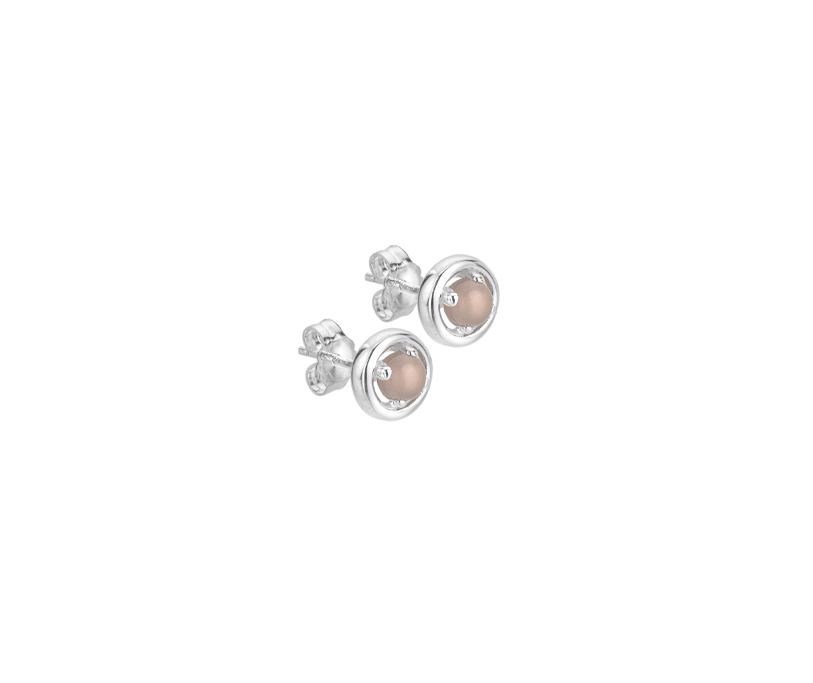 Silver Rose Quartz Stud Earring
