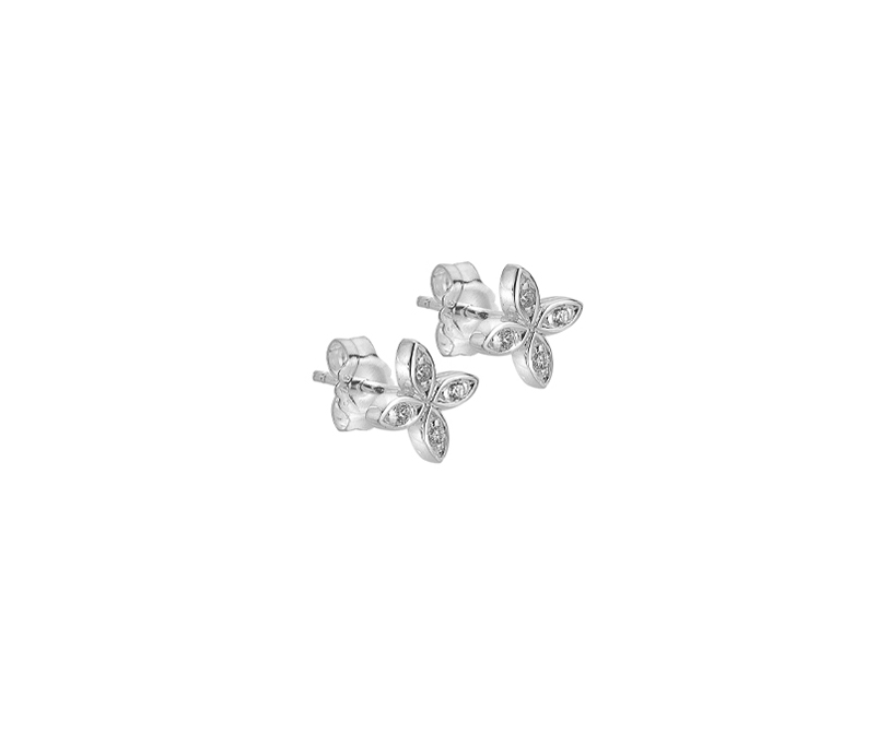 Silver Butterfly CZ Stud Earring