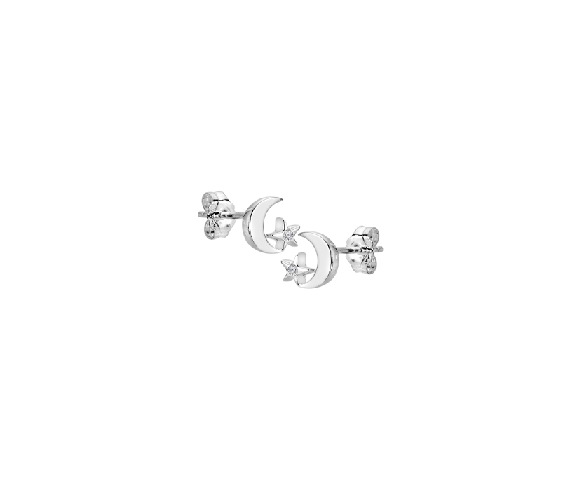Silver Moon Stud Earring