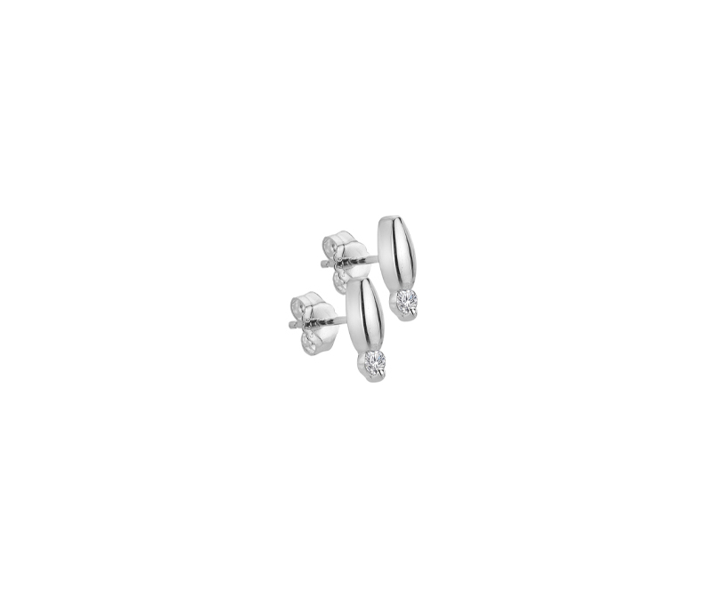 Silver Pod and CZ Stud Earring