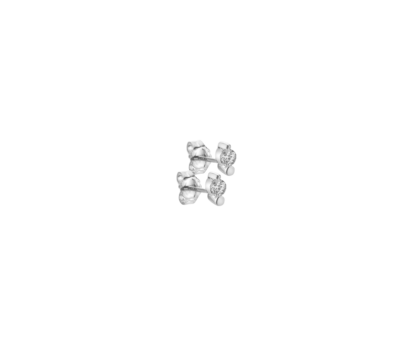 Silver Dot and CZ Stud Eearring