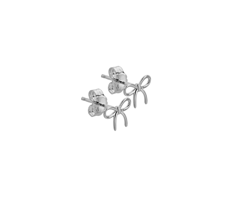 Silver Bow Stud Earring