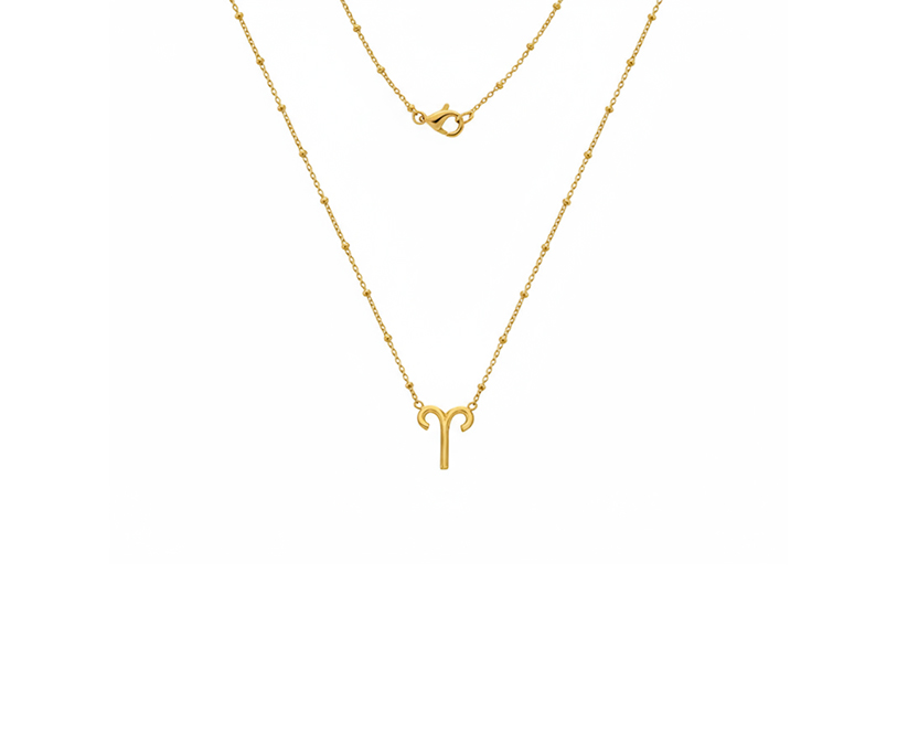 Sil Aries Necklace - 18" Beaded chain with 2.5mic G plate