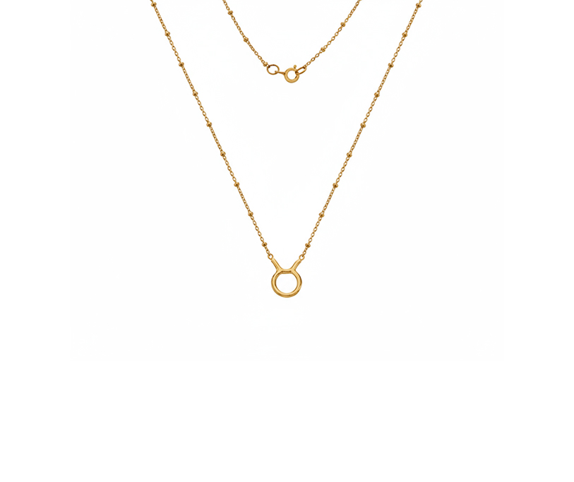 Sil Taurus Necklace - 18" Beaded chain with 2.5mic G plate