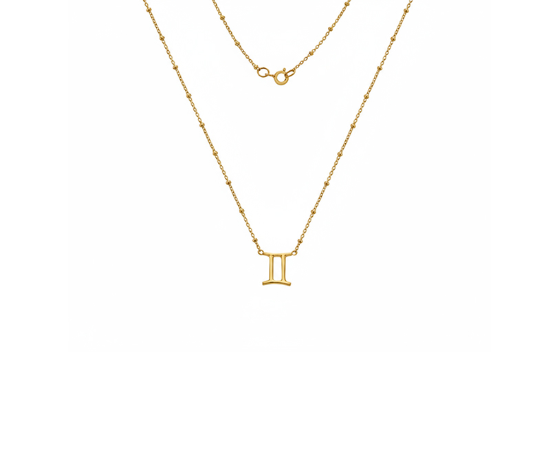 Sil Gemini Necklace - 18" Beaded chain with 2.5mic G plate