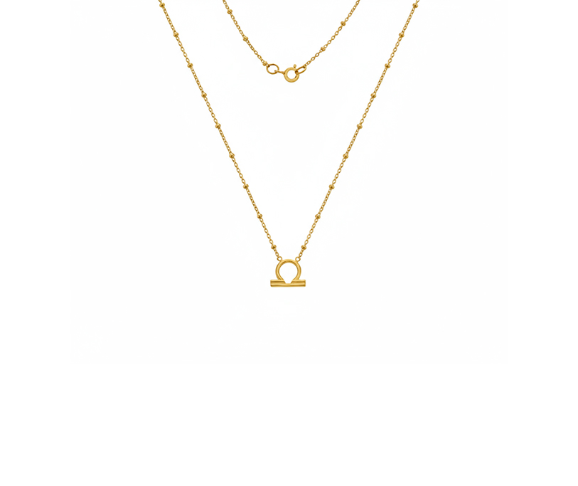 Sil Libra Necklace - 18" Beaded chain with 2.5mic G plate