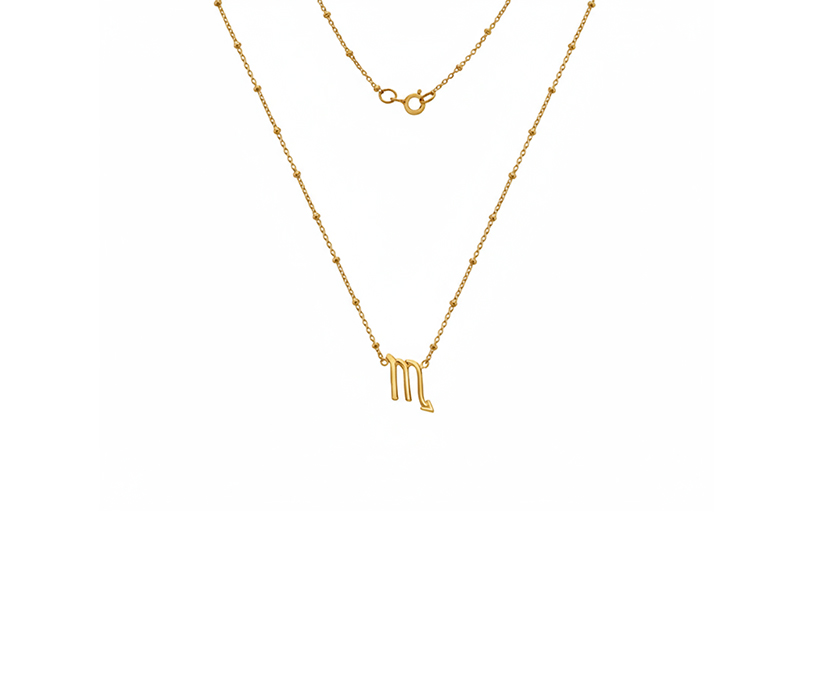 Sil Scorpio Necklace - 18" Beaded chain with 2.5mic G plate