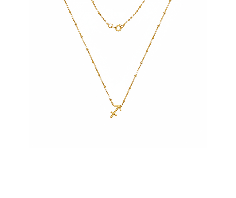 Sil Sagitarius Necklace - 18" Bead chain with 2.5mic G plate