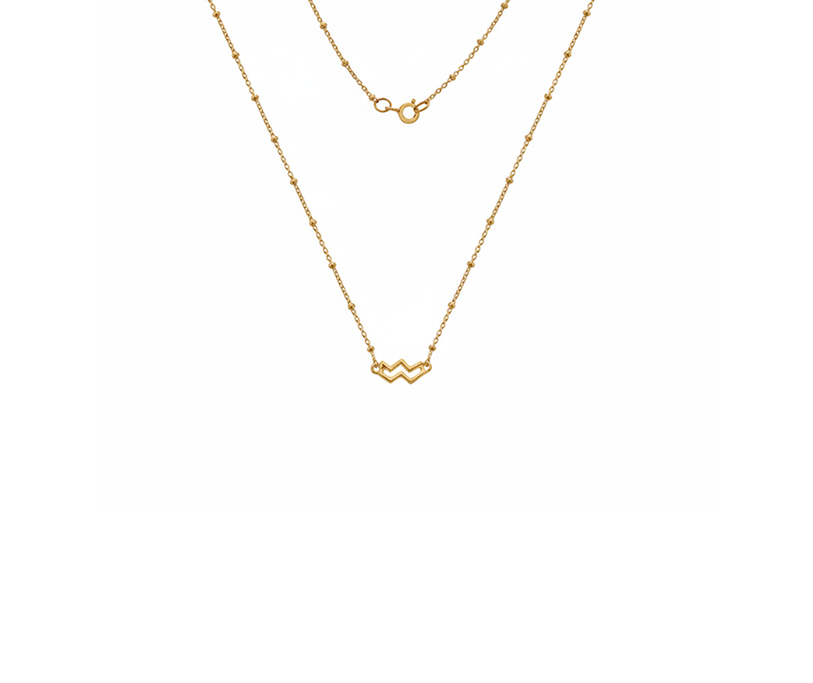 Sil Aquarius Necklace - 18" Bead chain with 2.5mic G plate