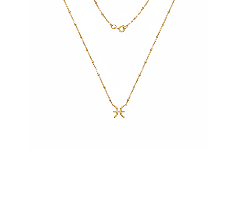 Sil Pisces Necklace - 18" Bead chain with 2.5mic G plate