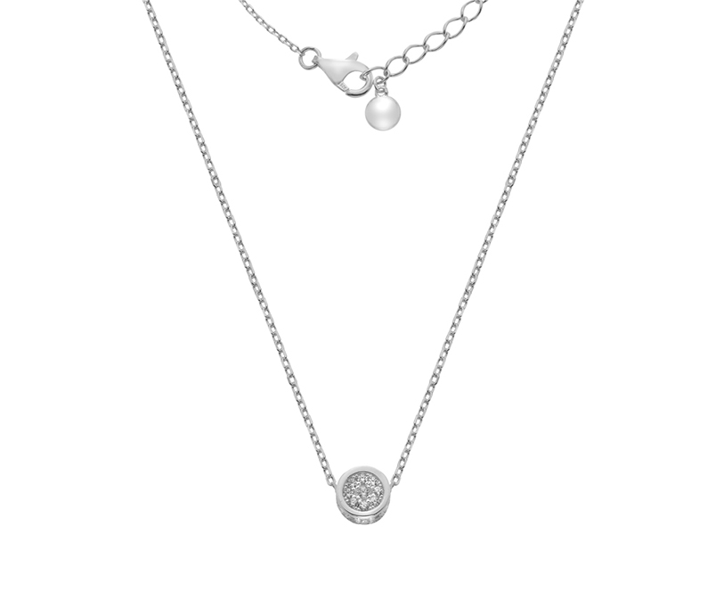 Silver Round Cluster CZ Pendant on AFT 45cm adj 40cm