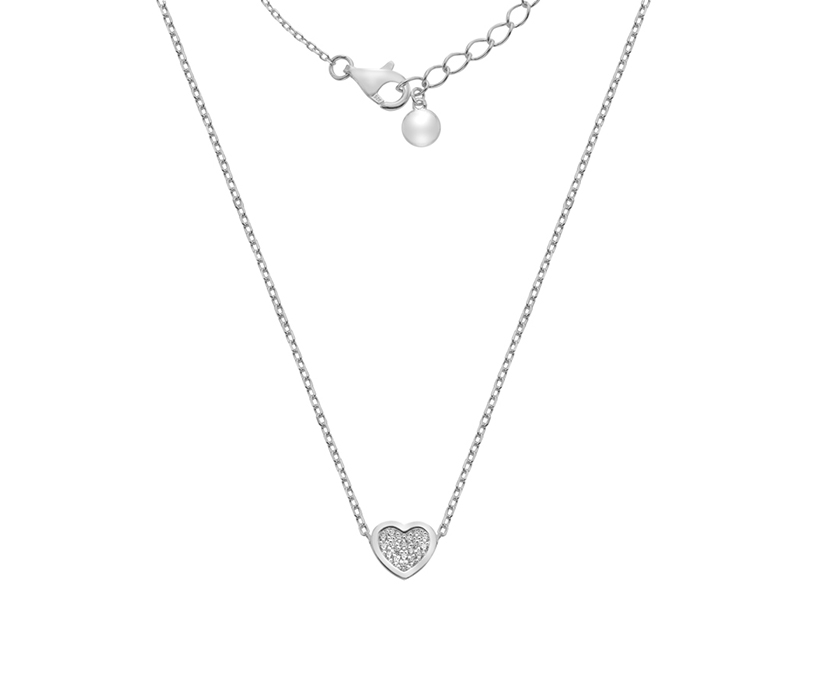 Silver Heart Cluster CZ Pendant on AFT 45cm adj 40cm