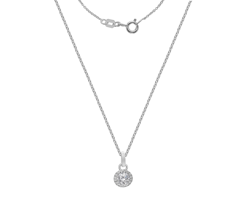 Silver Round Illusion CZ set Pendant on S21CTAJ18