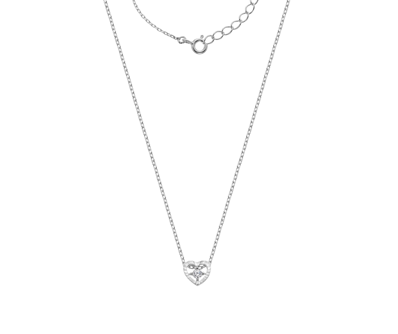 Silver Heart Halo CZ Set Pendant on AFT 45cm adj 40cm