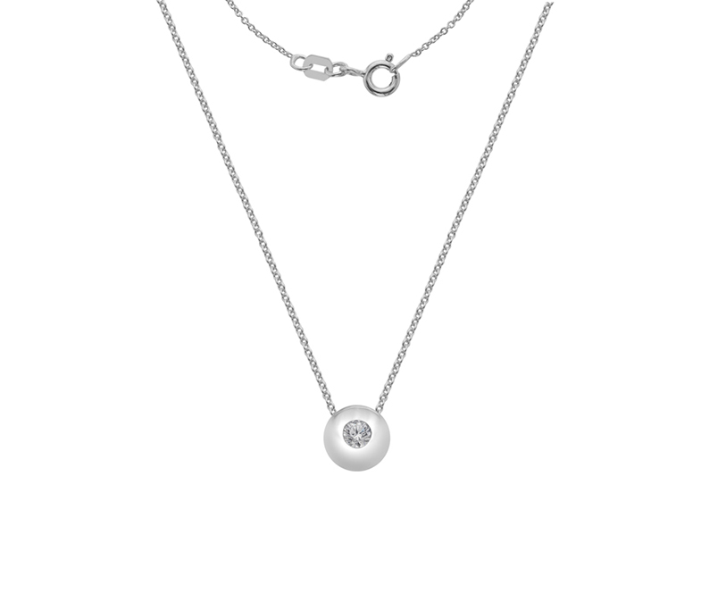Silver Bezel Set CZ Pendant on S21CTAJ18