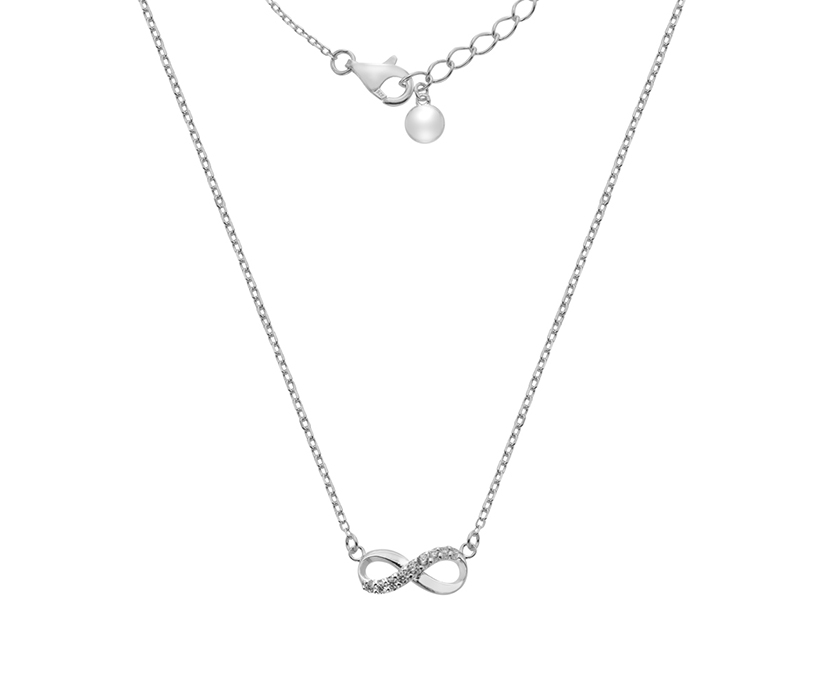 Silver Infinity with CZ Pendant on AFT 45cm adj 40cm