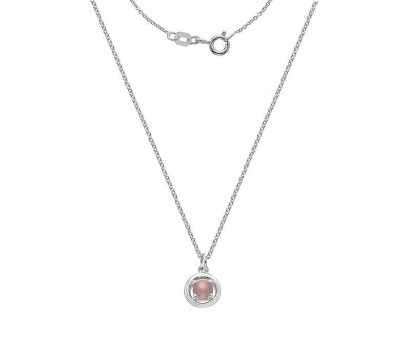 Silver Rose Quartz Pendant on S21CTAJ18
