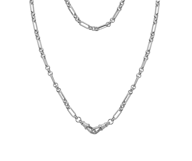 Silver Figaro Belcher 3 Double Albert Fitting 18"/45cm