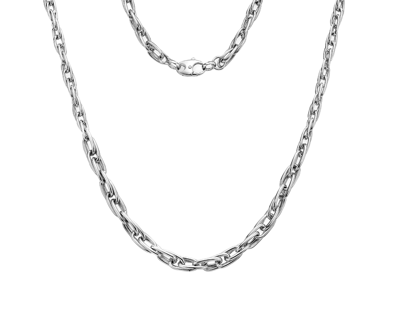 Silver Graduated Interlinked Round Trace Long 18"/45cm