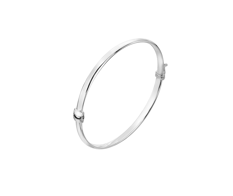 Silver 4mm Court Profile Hollow Hinged Bangle