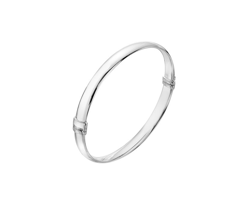 Silver 7mm Court Profile Hollow Hinged Bangle