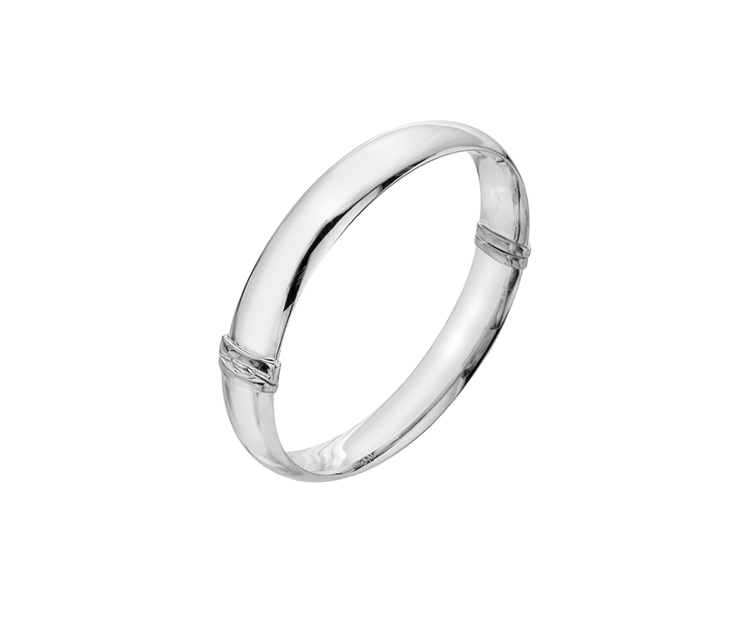 Silver 10mm Court Profile Hollow Hinged Bangle