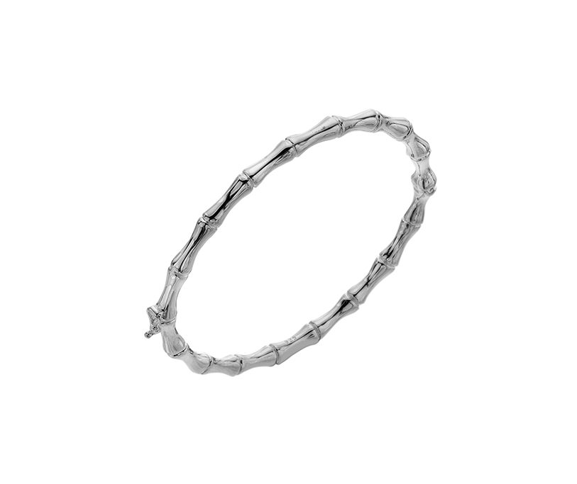 Silver Bamboo Hinged Bangle