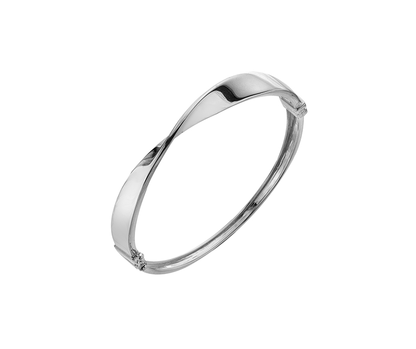 Silver Rectangle twist Hinged bangle