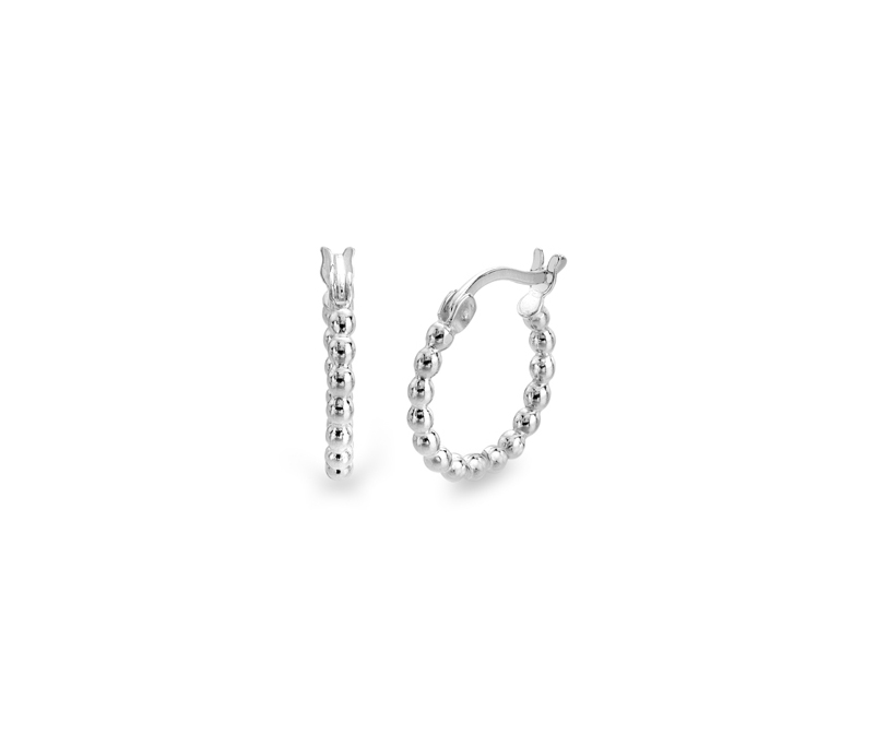 Silver 15mm Hoop Earring, 2.00mm Beaded Profile.