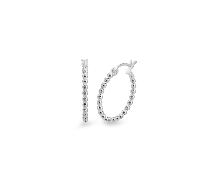 Silver 20mm Hoop Earring, 2.00mm Beaded Profile.