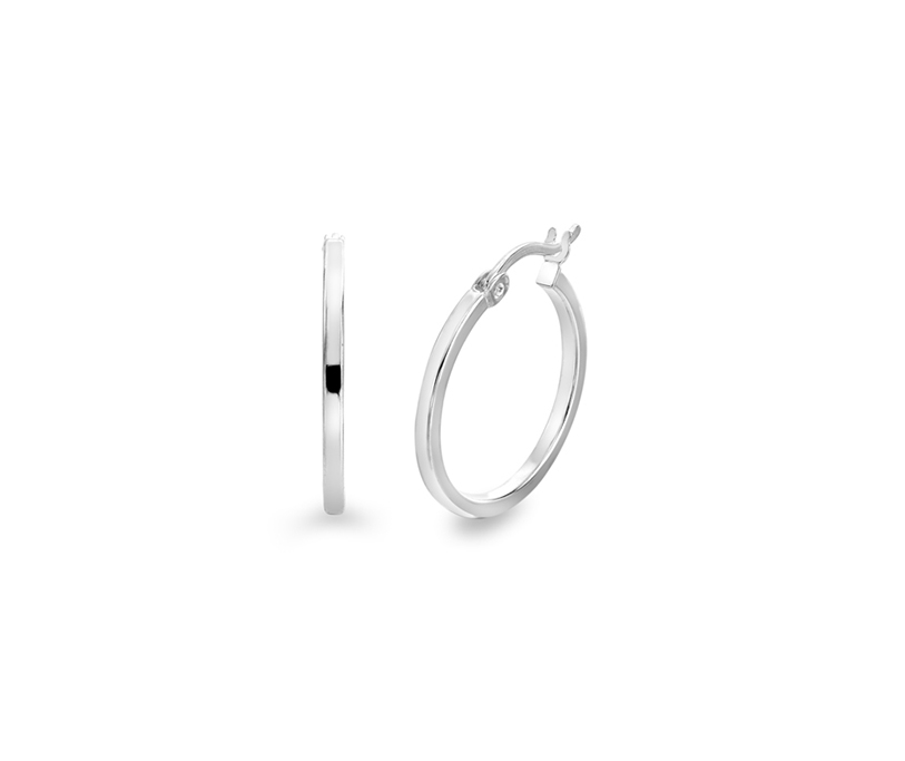 Silver 20mm Hoop Earring, 1.65mm Square Profile.