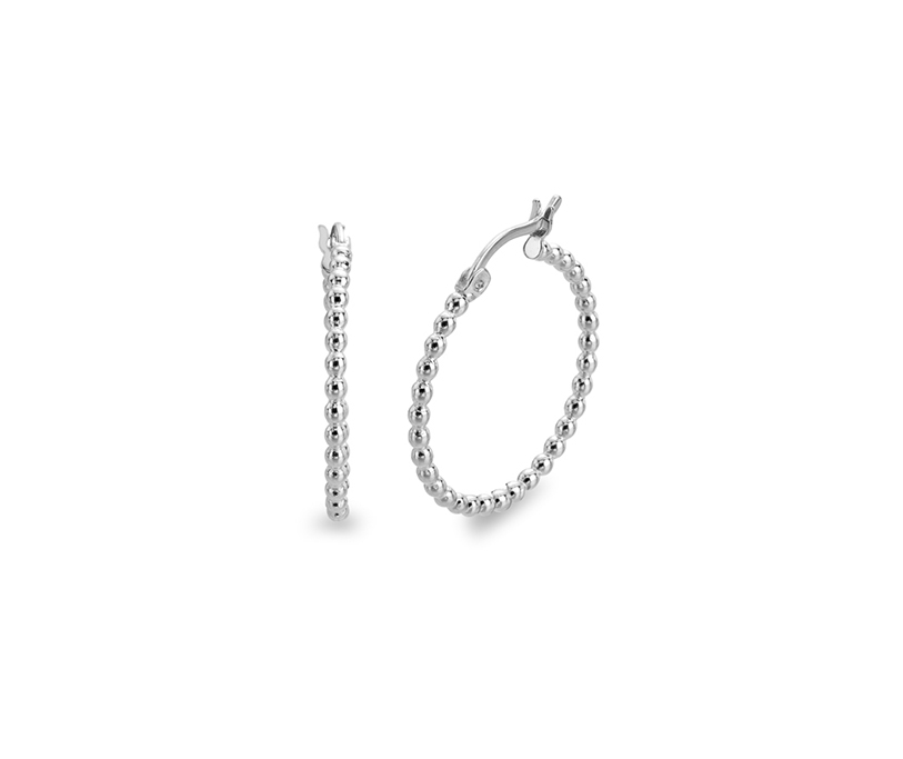 Silver 25mm Hoop Earring, 2.00mm Beaded Profile.