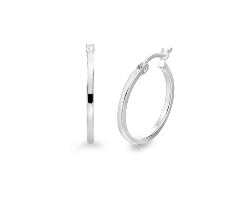 Silver 25mm Hoop Earring, 1.65mm Square Profile.
