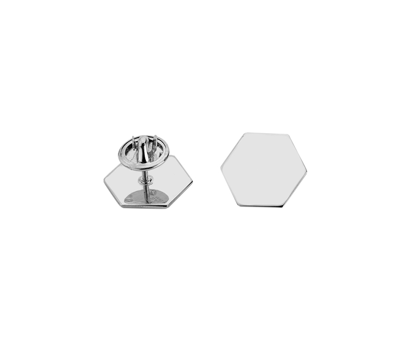 Silver Hexagon Lapel Pin
