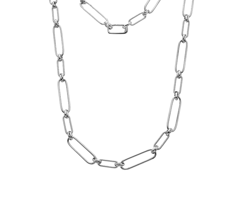 Silver Intermittent Twisted Paperlink 18"/45cm