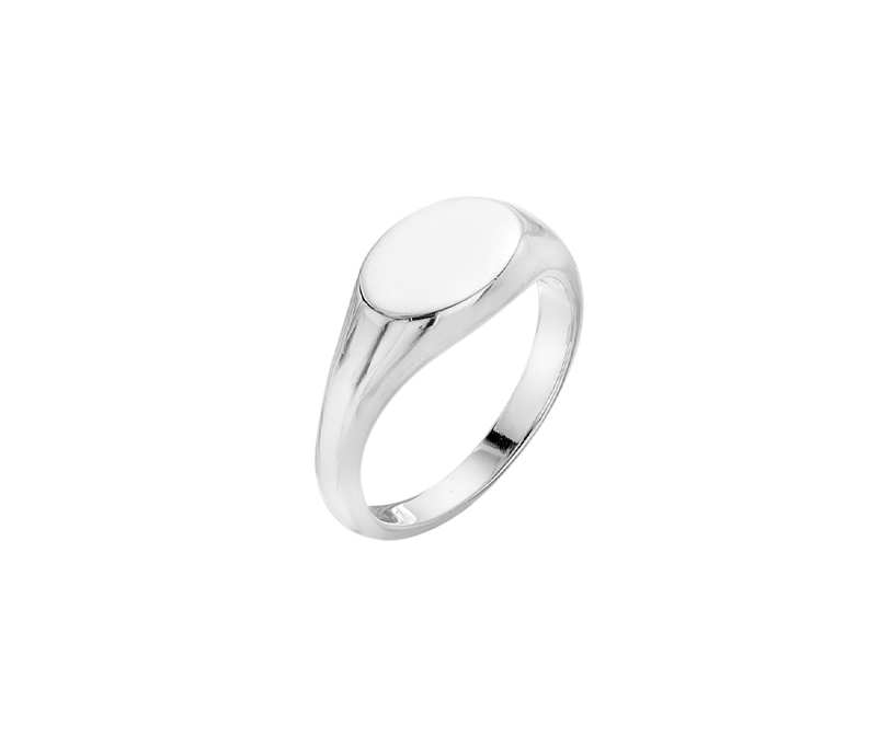 Silver Oval Signet Ring, Size P